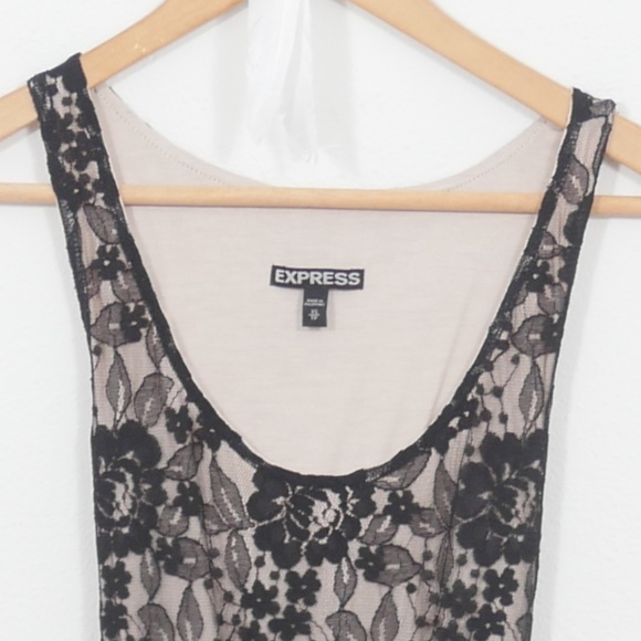 Express black + nude sleeveless lace short dress - Picture 4 of 8